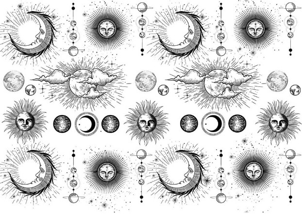 underglaze transfer Sun and Moon black 33 cm x 48 cm SANBAO